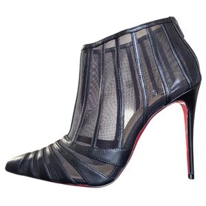 Christian Louboutin Baleine 100 Mesh Leather Ankle Booties Black 36
